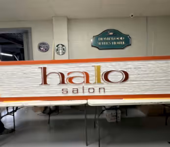 3d letter storefront signage - halo salon charlotte