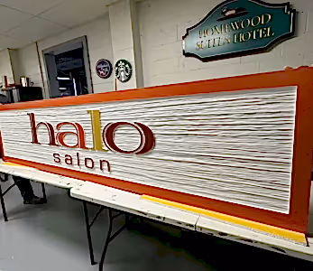 3d letter storefront signage - halo salon charlotte
