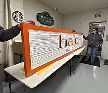 3d letter storefront signage - halo salon charlotte