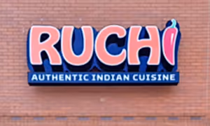 Storefront Sign for Ruchi Indian Restaurant Illuminated 3d Letter & Logo Sign in Charlotte