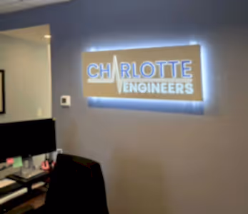 Charlotte Engineers Halo Lit Lobby Reception Sign